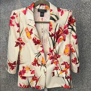 NYC Women's Floral Blazer - White with Pink and Red